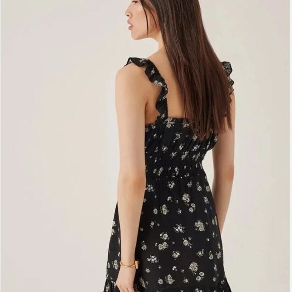 Reformation Silvia Mini Dress Sleeveless Floral Daisy Printed Black Size Small - Picture 7 of 12